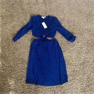 M Monteau Los Angeles Dark Blue Long Sleeve Dress